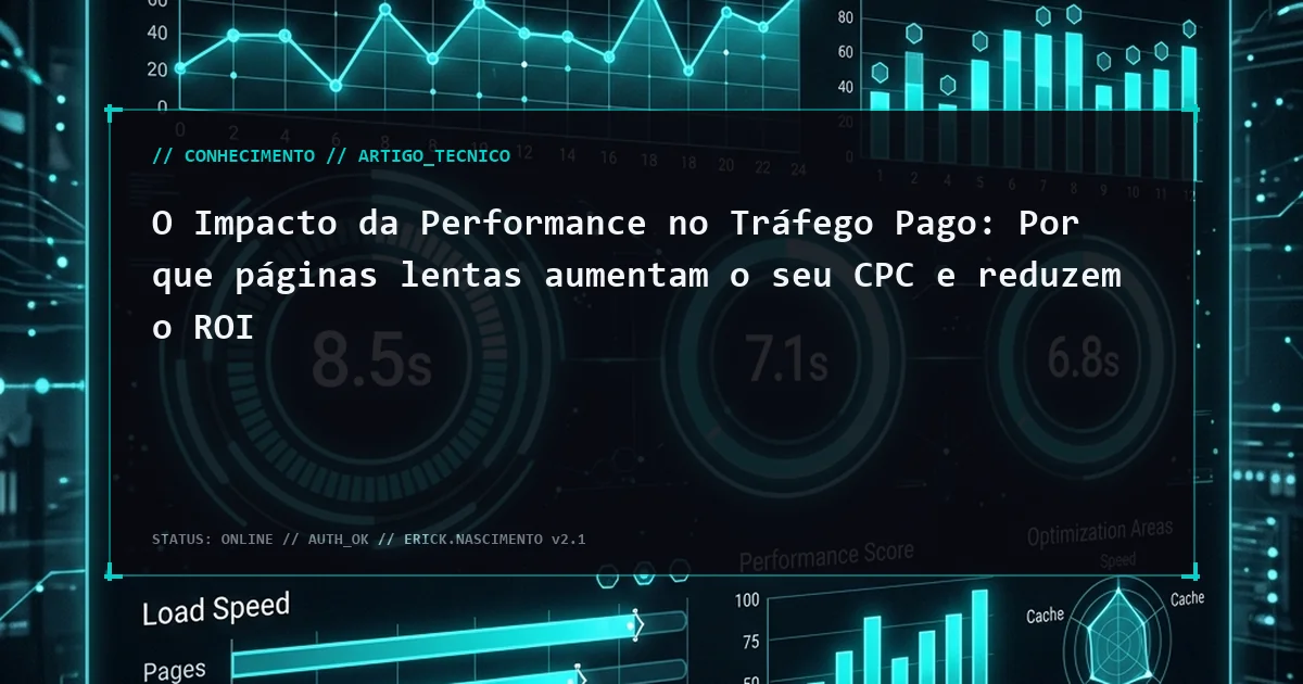 O Impacto da Performance no Tráfego Pago: Por que páginas lentas aumentam o seu CPC e reduzem o ROI